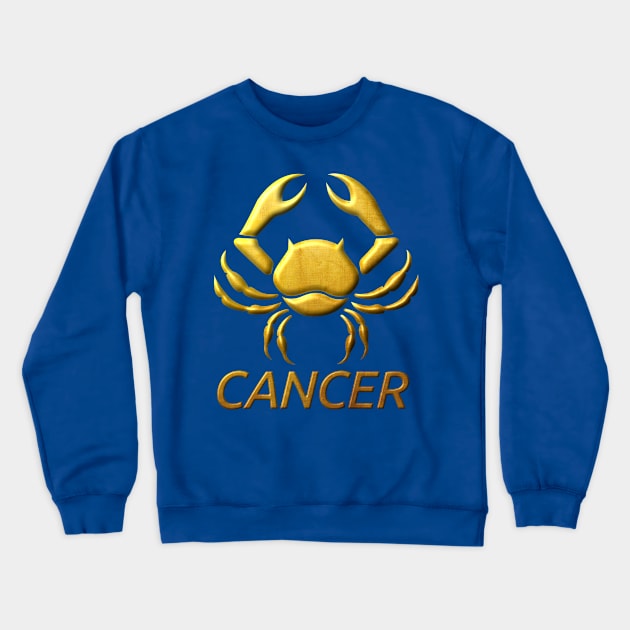 Golden Cancer Zodiac Sign Relief Stamped In Gold Crewneck Sweatshirt by peter2art